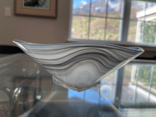 Blown glass smoky grey alabaster bowl.